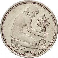 Отдается в дар 50 pfennig 1990 г