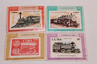 Отдается в дар Марки на марках Куба Поезда
