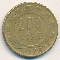 Отдается в дар 200 лир италия 1978 год