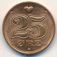 Отдается в дар 25 эре Дания 2002