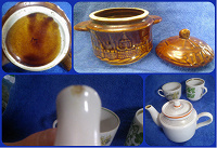 Отдается в дар Посуда — керамическая сахарница, заварочный чайник, чашка и бокальчик
