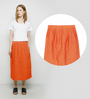 Оранжевая юбка миди из льна 42-46 размер
