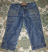 Отдается в дар Бриджи джинсовые на флисе 28 размер