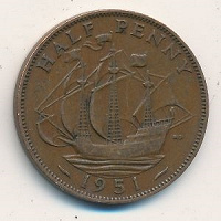 Отдается в дар Великобритания ½ пенни 1951