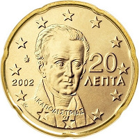 Отдается в дар Монета Греция. 20 евроцентов 2002 г