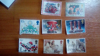 Отдается в дар Гашеные почтовые марки Великобритании на рождественскую тему