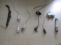 Отдается в дар MiniUSB — USB шнур / MiniUSB — MiniJack гарнитура для телефона / ТВ-разветвитель 1->2 / шлейка на запястье д/фотоаппарата и др.