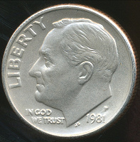 Отдается в дар 10 центов США (1981 и 2002 гг.)