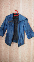 Отдается в дар Куртка женская кожаная голубая 44 размер