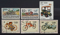 Отдается в дар Мотоциклы, автомобили. Почтовые марки, Куба, Вьетнам, Чехословакия.