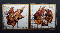 Отдается в дар Рождество. Почтовые марки Германии, 1989.