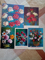 Отдается в дар Открытки СССР цветы: гвоздика, сирень, лилии, первоцветы
