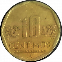 Отдается в дар Монета 10 сентимо Перу 2013 из оборота