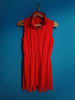 Отдается в дар Красное платье мини с разноуровневым подолом