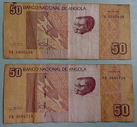 Отдается в дар Ангола банкнота 50 кванза. Две штучки
