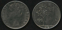 Отдается в дар 100 лир. 1978 и 1979 гг. Италия.