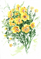 Отдается в дар Акварель «Желтые цветы»