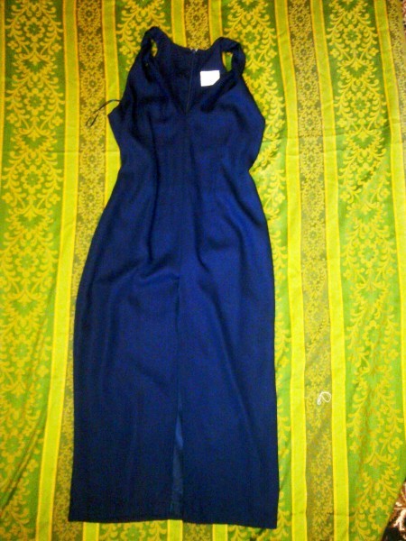 Платье длинное из синего шелка импортное, р.46-48 — 4 фото