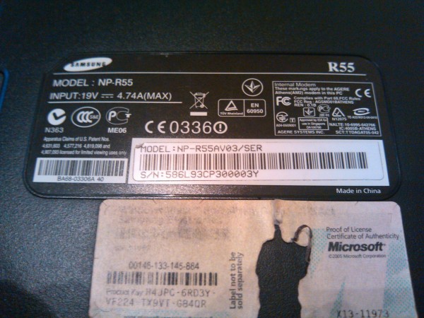 Samsung R55 (NP-R55-AV03/SER)