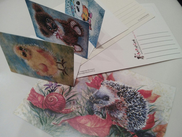 Семь милых авторских открыток, неподписанных
